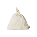 Merino Wool Knotted Beanie Pointelle - Natural