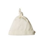 Merino Wool Knotted Beanie Pointelle - Natural