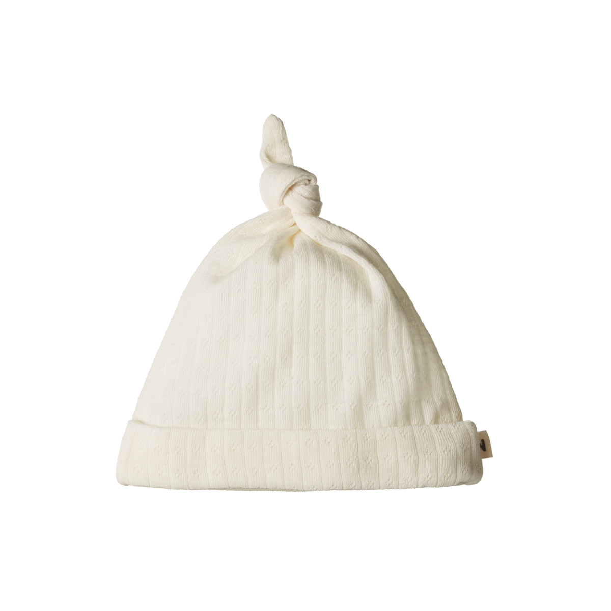 Merino Wool Knotted Beanie Pointelle - Natural