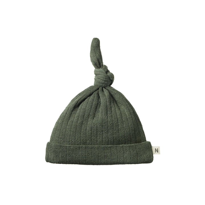 Nature Baby Merino Knotted Beanie Pointelle - Thyme