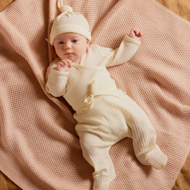 Nature Baby Long Sleeve Kimono Bodysuit - Natural