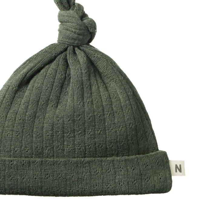 Nature Baby Merino Knotted Beanie Pointelle - Thyme