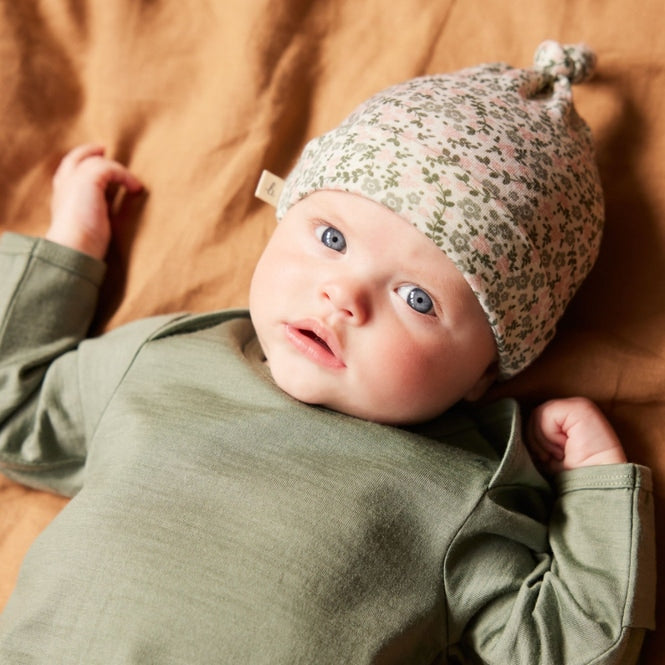 Nature Baby Merino Essentials Knotted Beanie - Daisy Belle Print