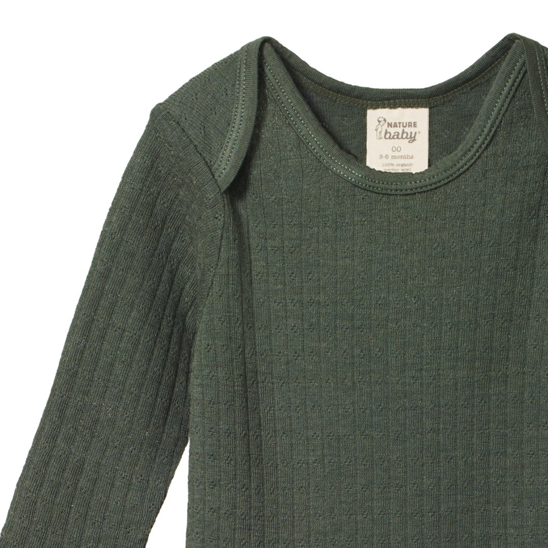 Nature Baby Long Sleeve Bodysuit Pointelle - Thyme