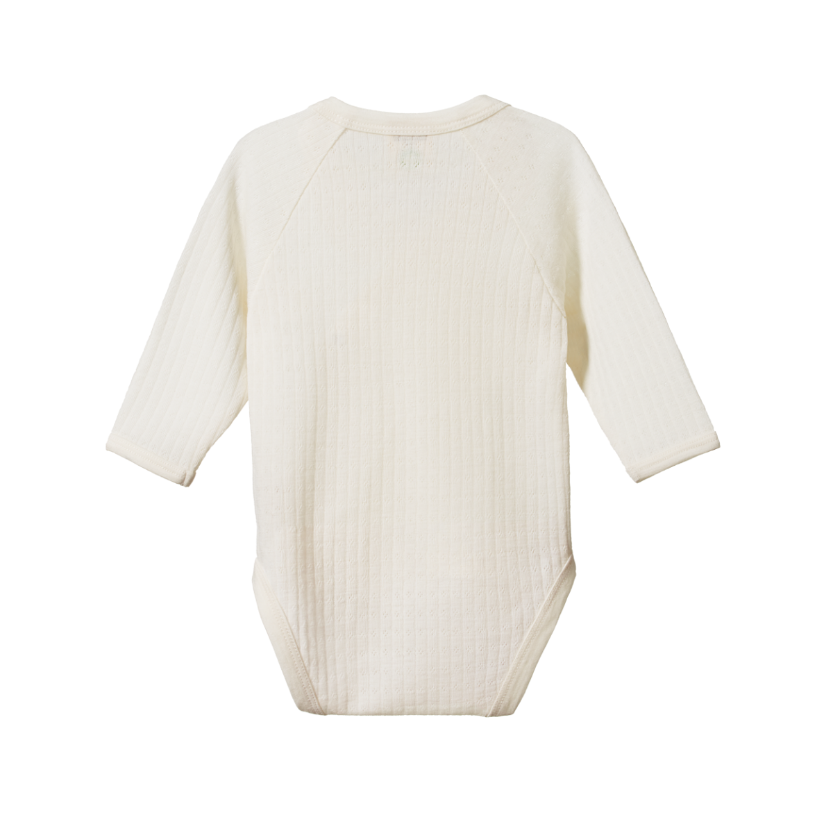 Nature Baby Merino Wool Long Sleeve Kimono Bodysuit Pointelle - Natural