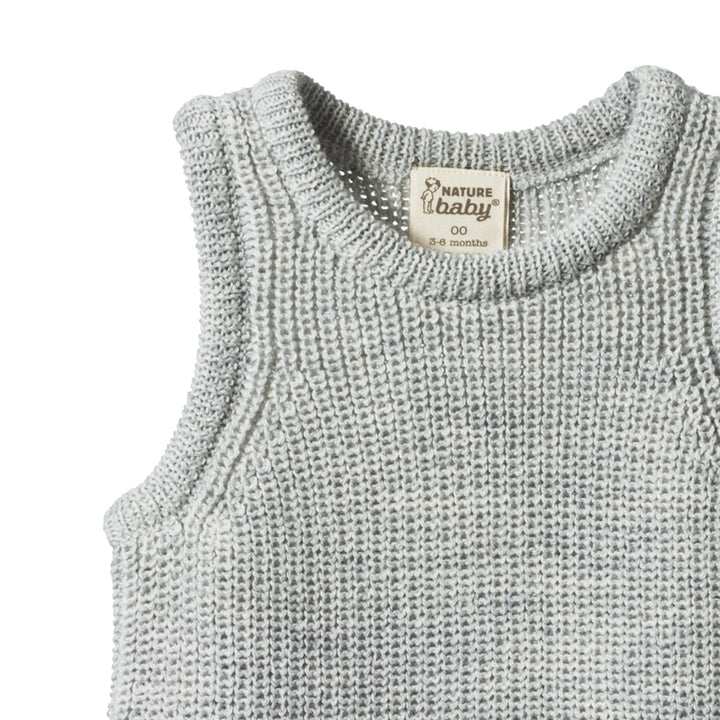 Nature Baby Merino Knit Vest - Light Grey Marl Chunky Knit