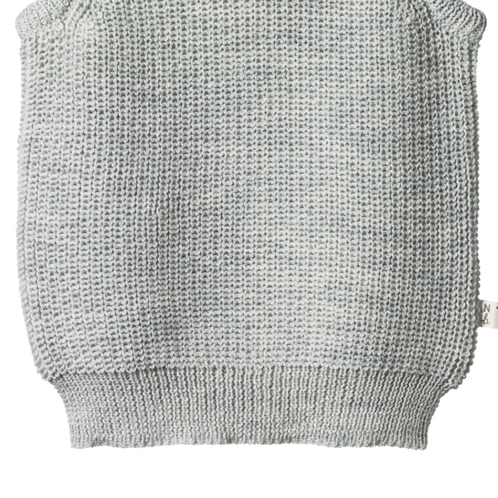 Nature Baby Merino Knit Vest - Light Grey Marl Chunky Knit