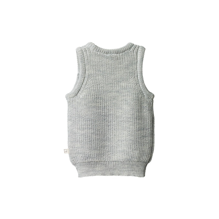 Nature Baby Merino Knit Vest - Light Grey Marl Chunky Knit