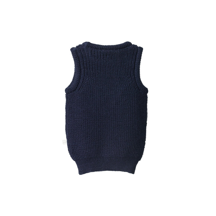 Nature Baby Merino Knit Vest - Navy Chunky Knit