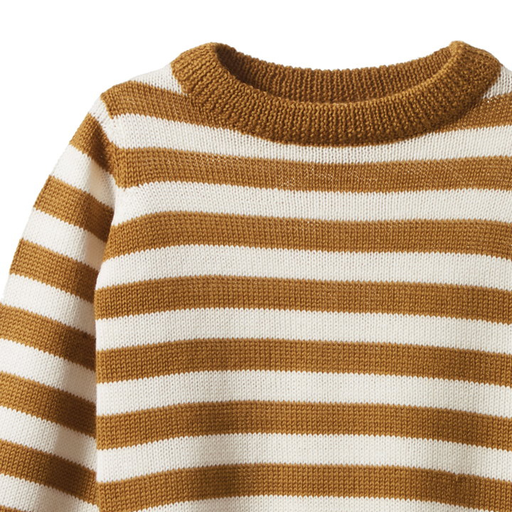 Nature Baby Merino Knit Pullover - Toffee Bold Stripe