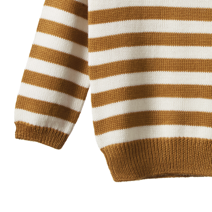 Nature Baby Merino Knit Pullover - Toffee Bold Stripe