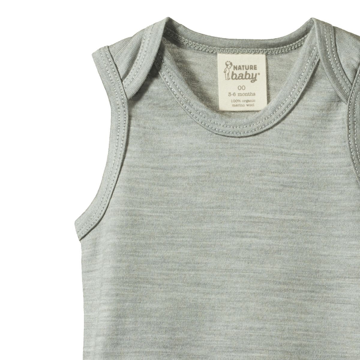 Nature Baby Merino Wool Singlet Bodysuit - Grey Marl