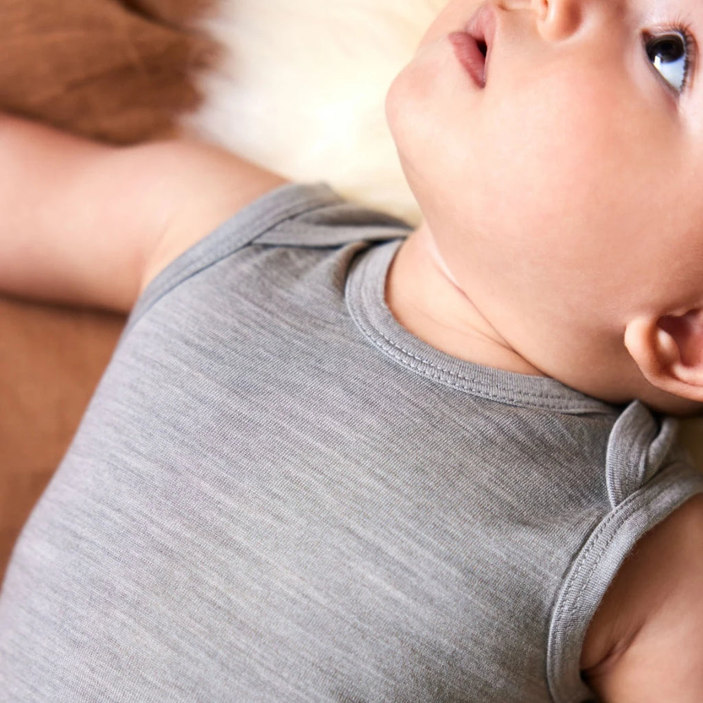 Nature Baby Merino Wool Singlet Bodysuit - Grey Marl