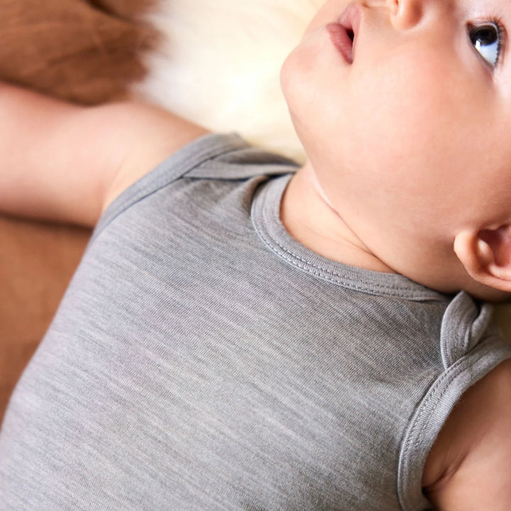 Nature Baby Merino Wool Singlet Bodysuit - Grey Marl