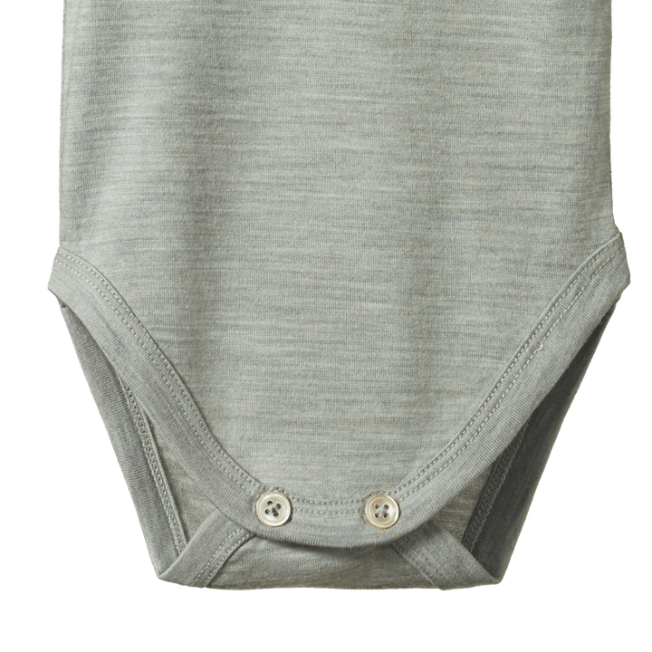 Nature Baby Merino Wool Singlet Bodysuit - Grey Marl