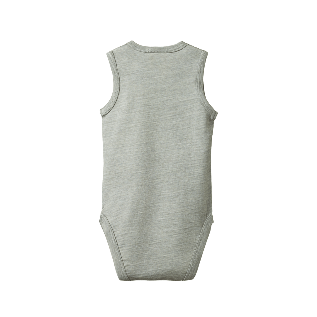 Nature Baby Merino Wool Singlet Bodysuit - Grey Marl