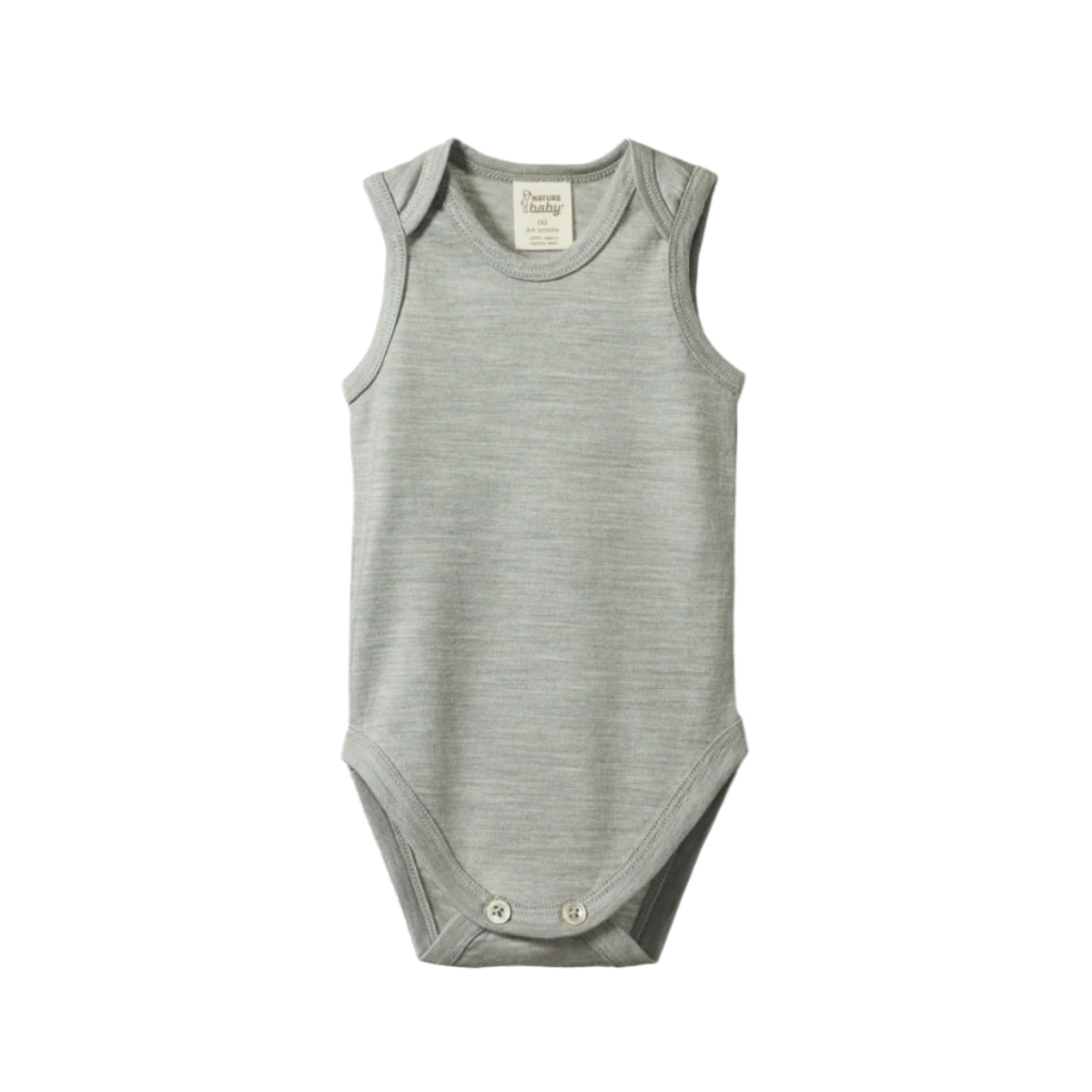 Nature Baby Merino Wool Singlet Bodysuit - Grey Marl
