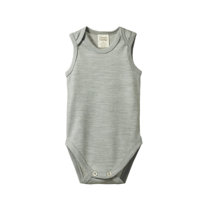 Nature Baby Merino Wool Singlet Bodysuit - Grey Marl