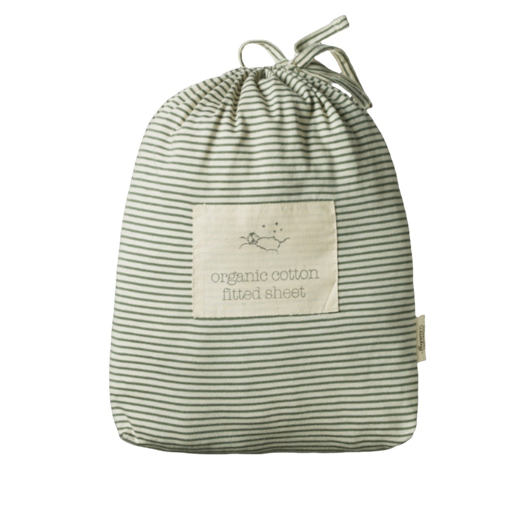 Nature Baby Fitted Sheet Jersey - Nettle Pinstripe