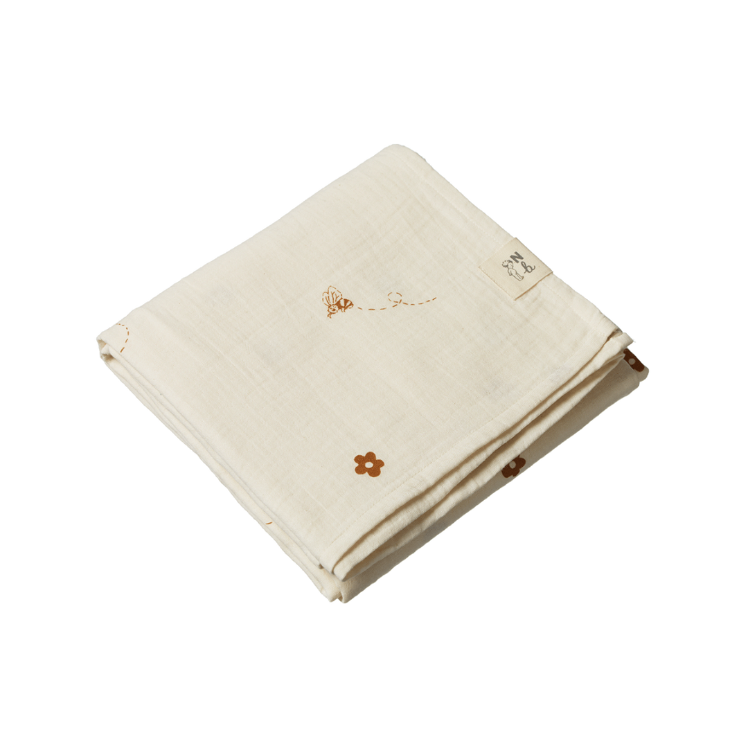 Nature Baby Muslin Wrap - Bumble Bee Print Muslin