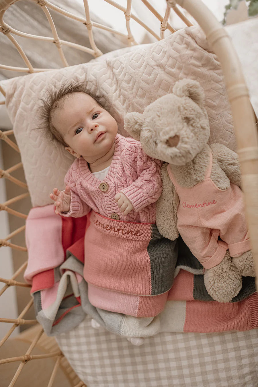 Personalised Honey Bear Overalls - Baby Pink