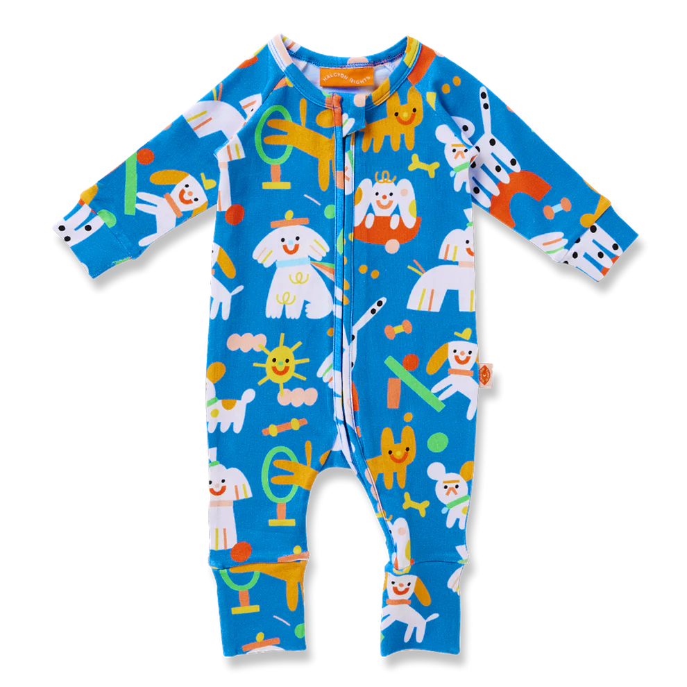 Halcyon Nights Puppy Park Long Sleeve Romper
