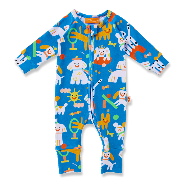 Halcyon Nights Puppy Park Long Sleeve Romper