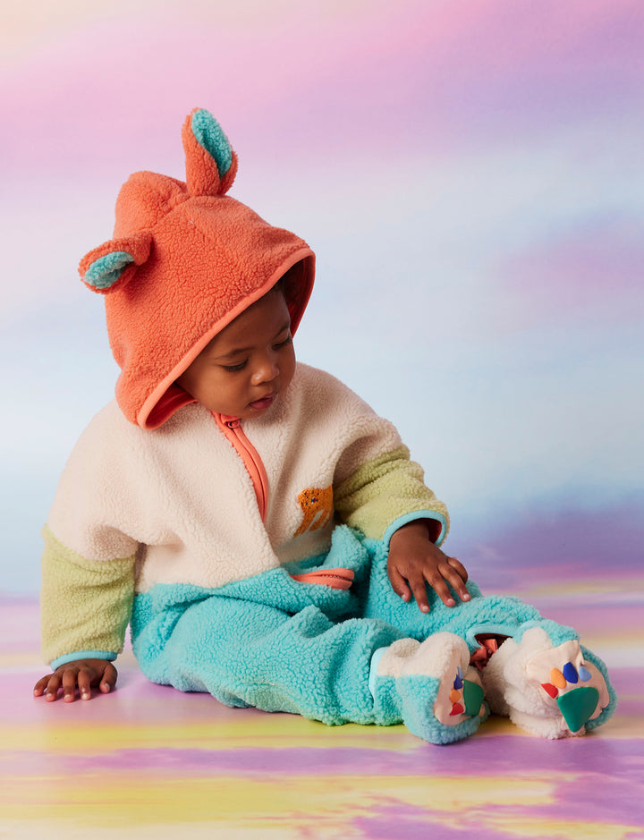 Halcyon Nights Sherpa Baby Booties - Aqua & Cream