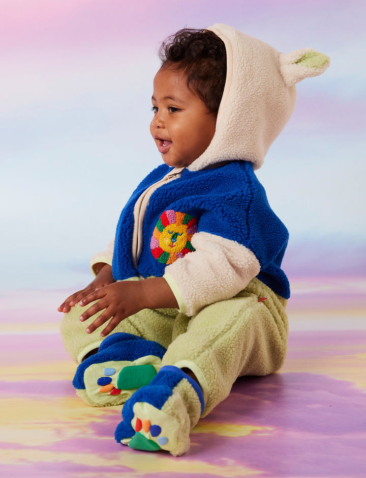 Halcyon Nights Sherpa Baby Booties - Lime & Blue