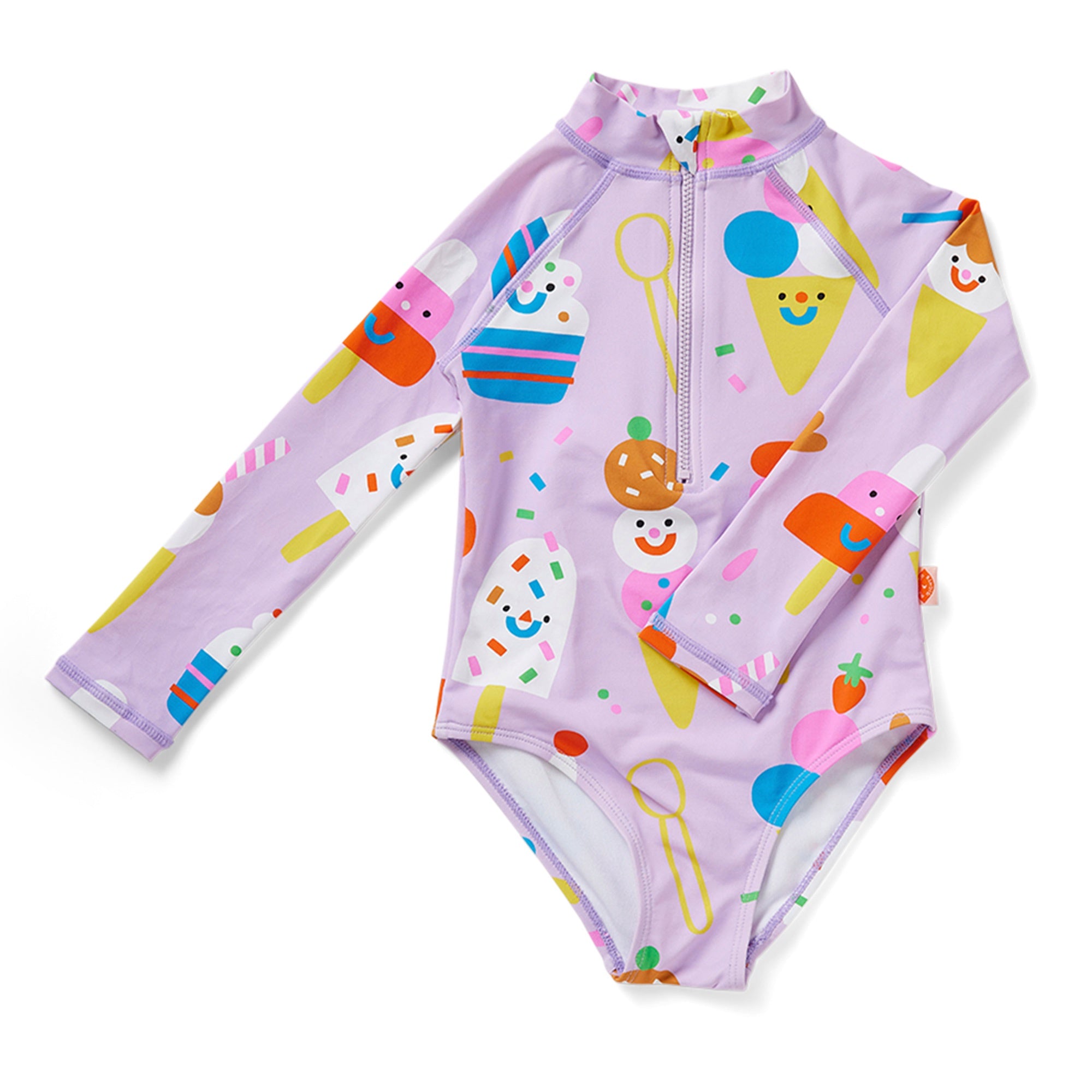 Girls Long Sleeve Zip Bather Sundae Fun Day