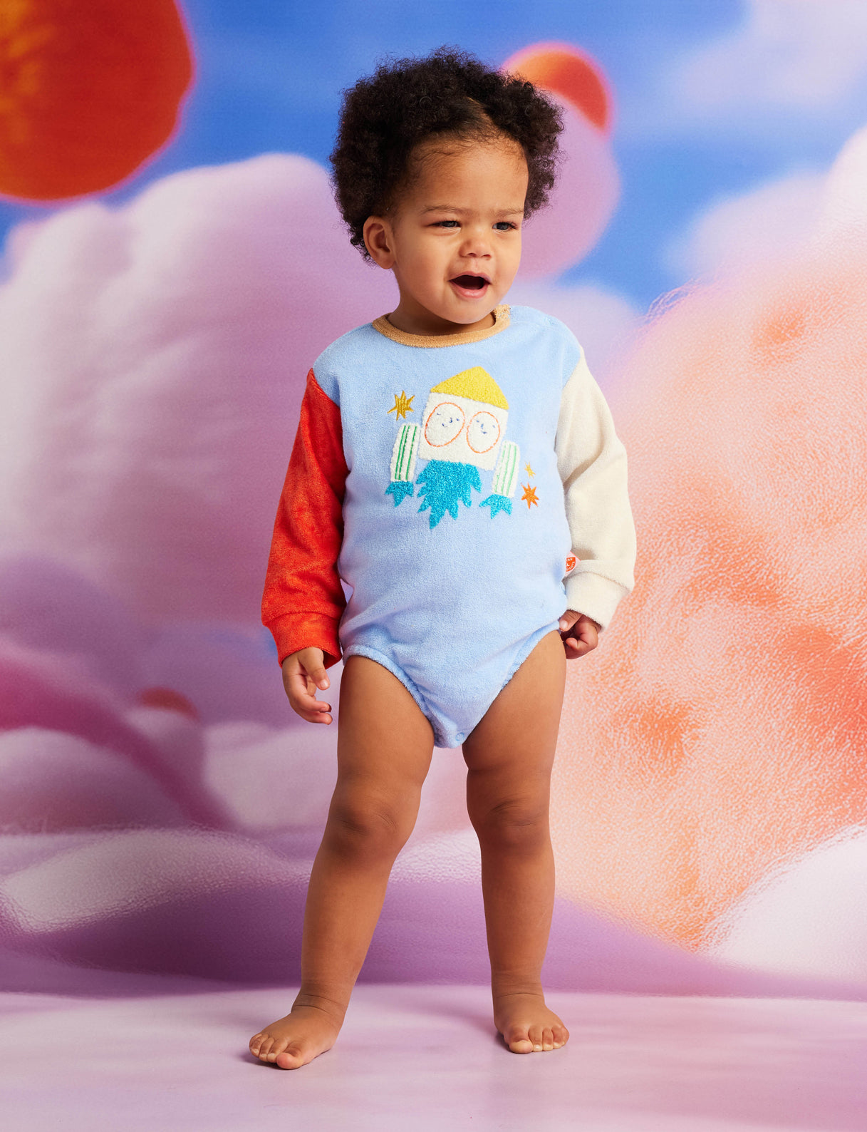 Space Blue Terry Long Sleeve Bodysuit