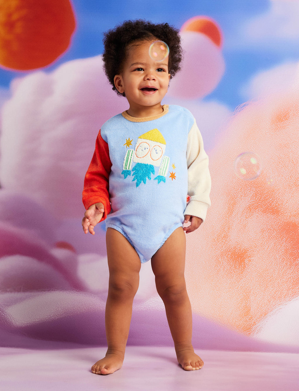 Space Blue Terry Long Sleeve Bodysuit