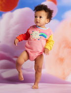 Stars Pink Terry Long Sleeve Bodysuit