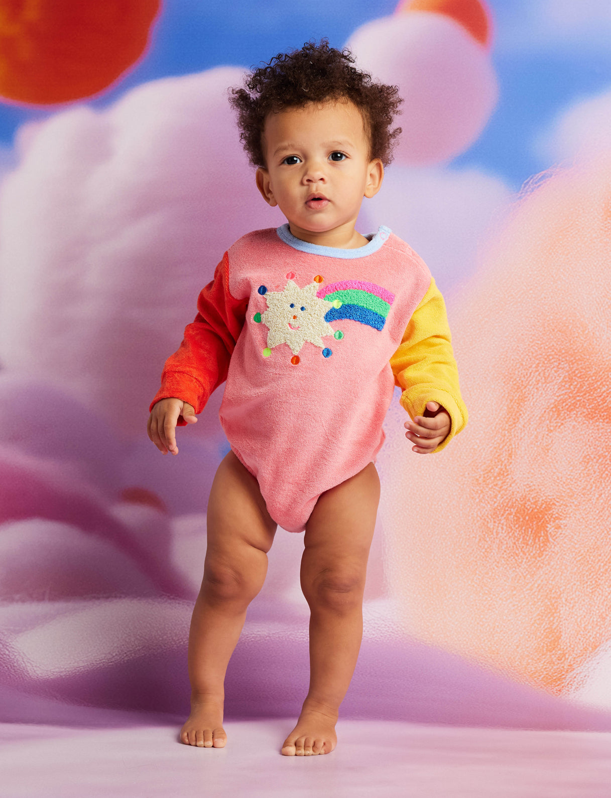 Stars Pink Terry Long Sleeve Bodysuit