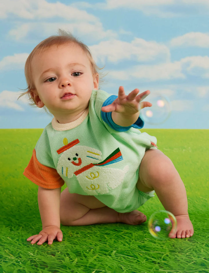 Halcyon Nights Puppy Park Terry Short Sleeve Bodysuit