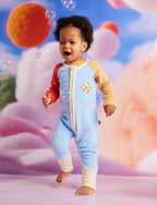 Space Blue Terry Long Sleeve Romper