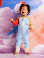 Space Blue Terry Long Sleeve Romper