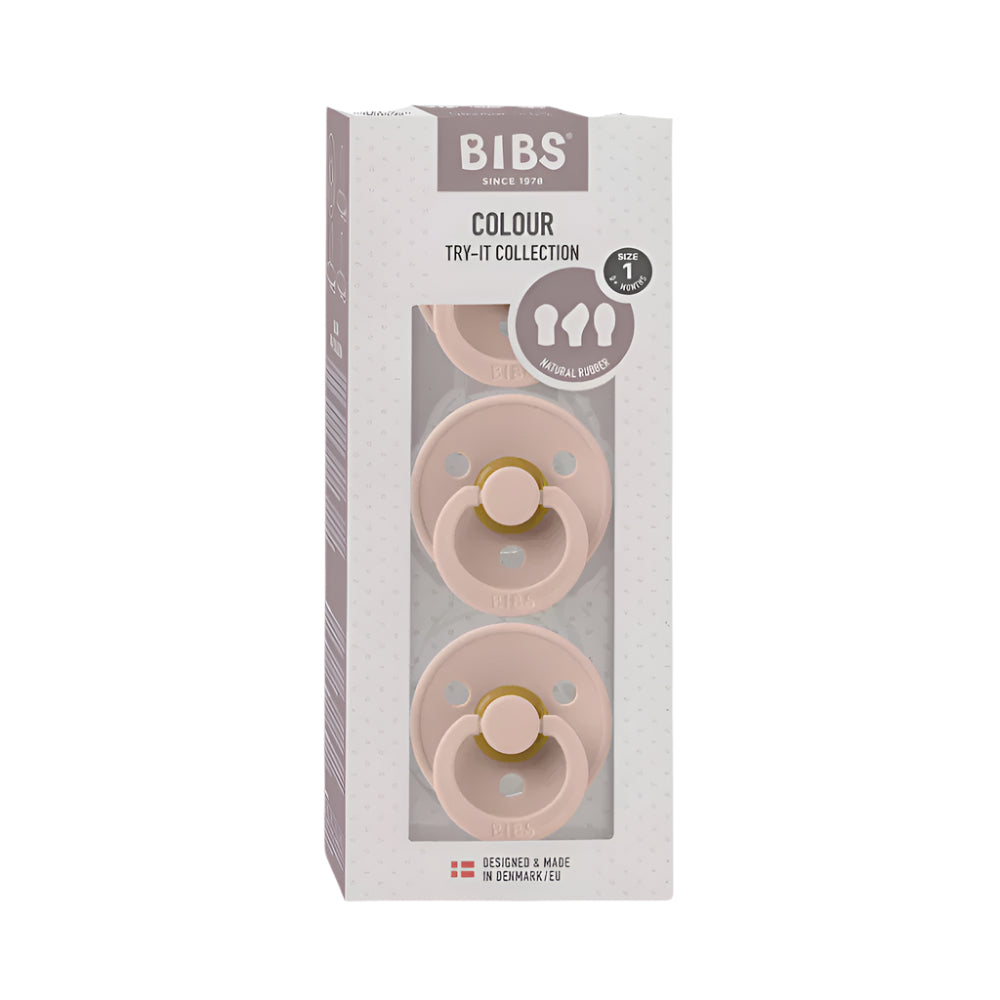 BIBS Try-it Colour Pacifier 3 Pack - Blush