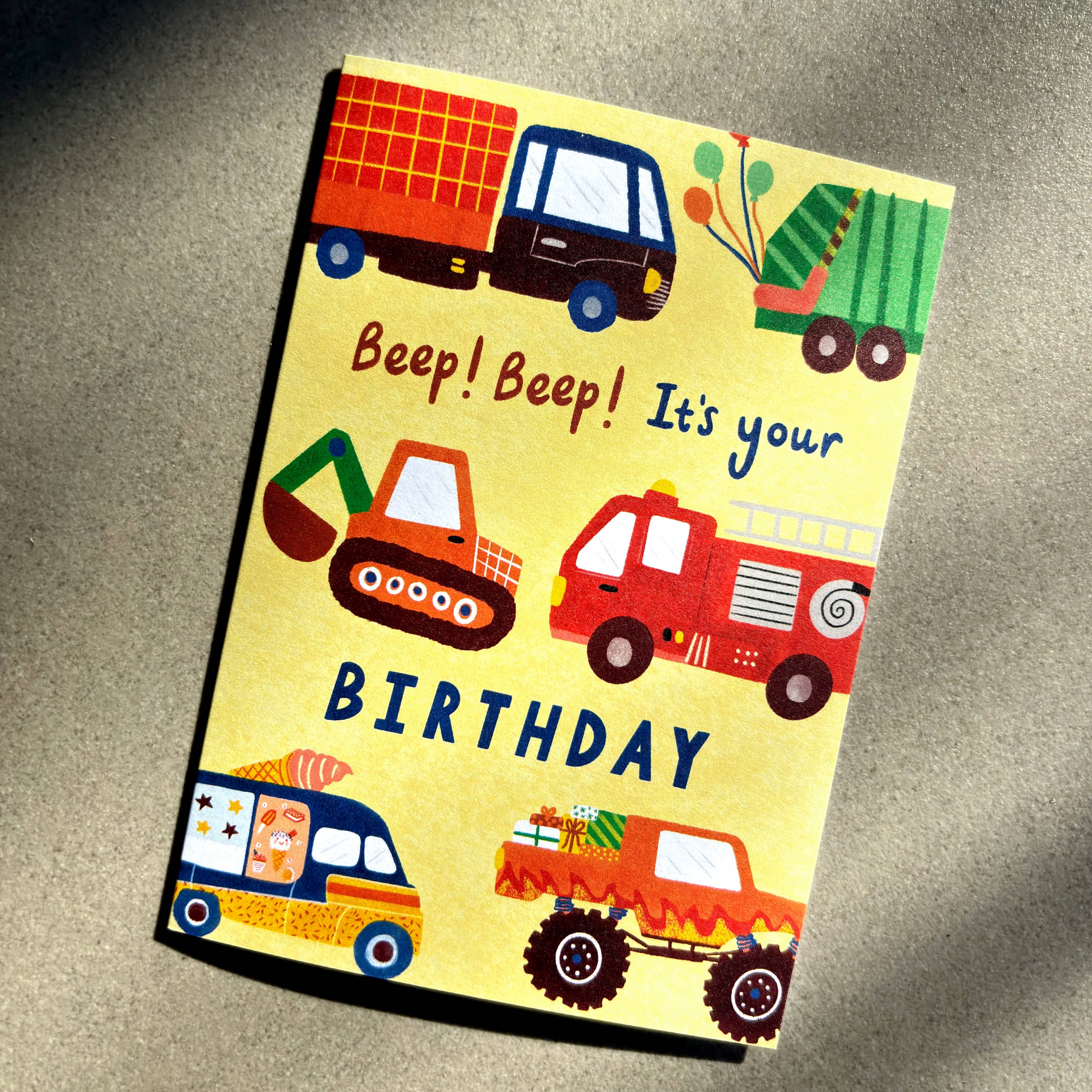 Vehicles Happy Birthday Card