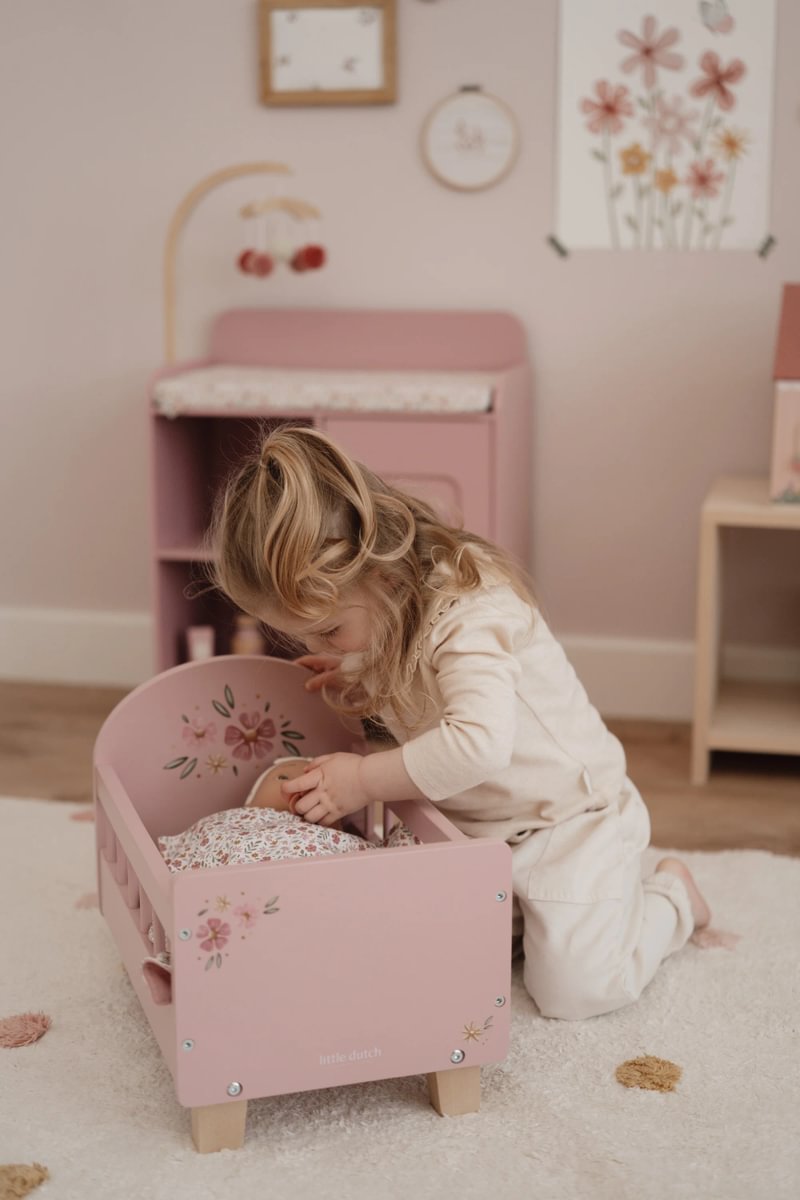 Doll Bed with Textiles