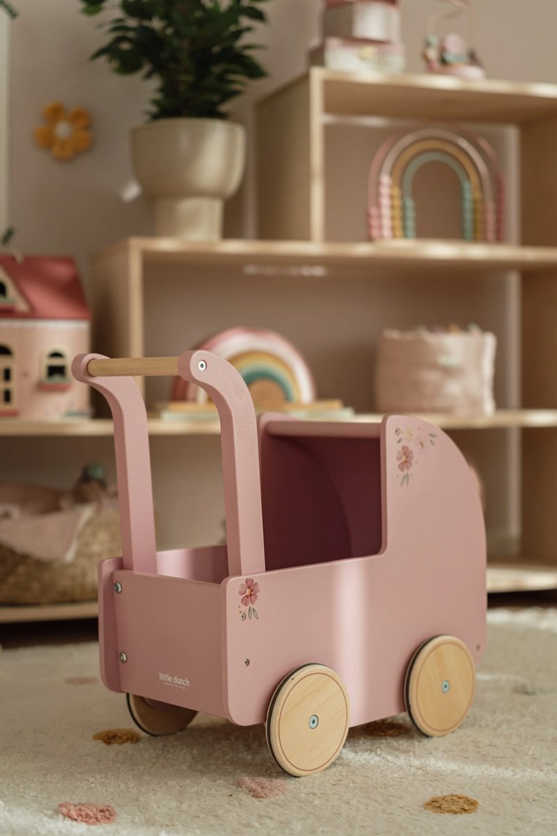 Doll Pram with Textiles - Pink