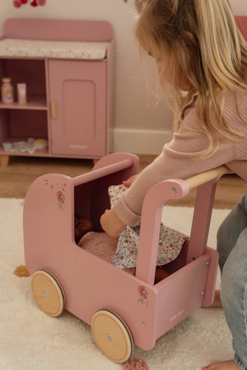 Doll Pram with Textiles - Pink
