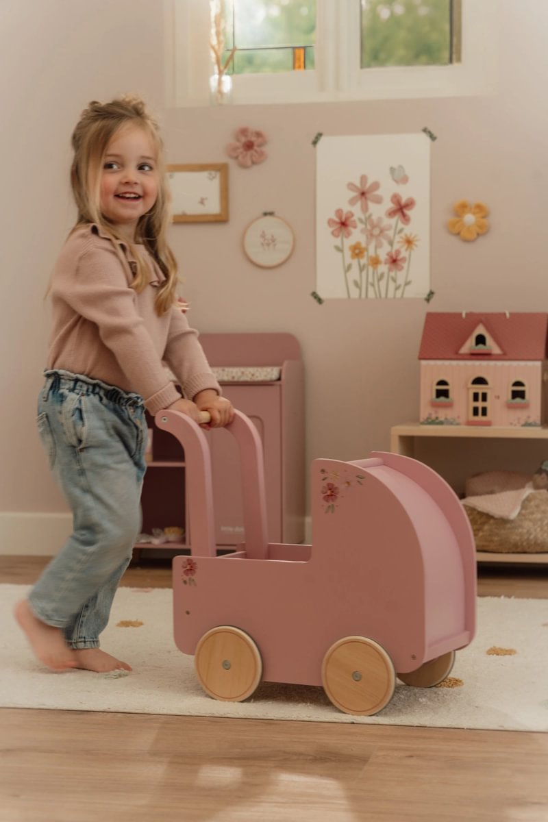 Doll Pram with Textiles - Pink