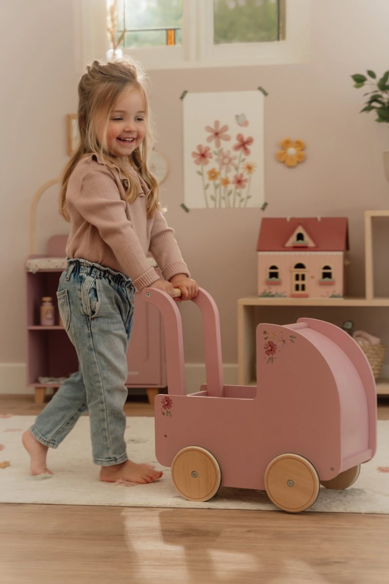 Doll Pram with Textiles - Pink