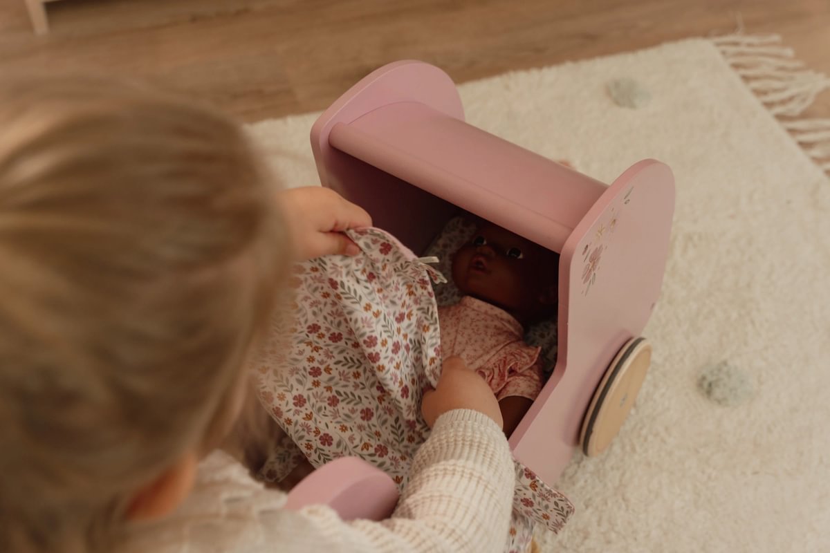 Doll Pram with Textiles - Pink