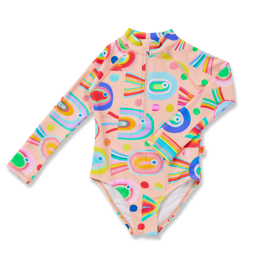 Long Sleeve Zip Bather Fancy Fins