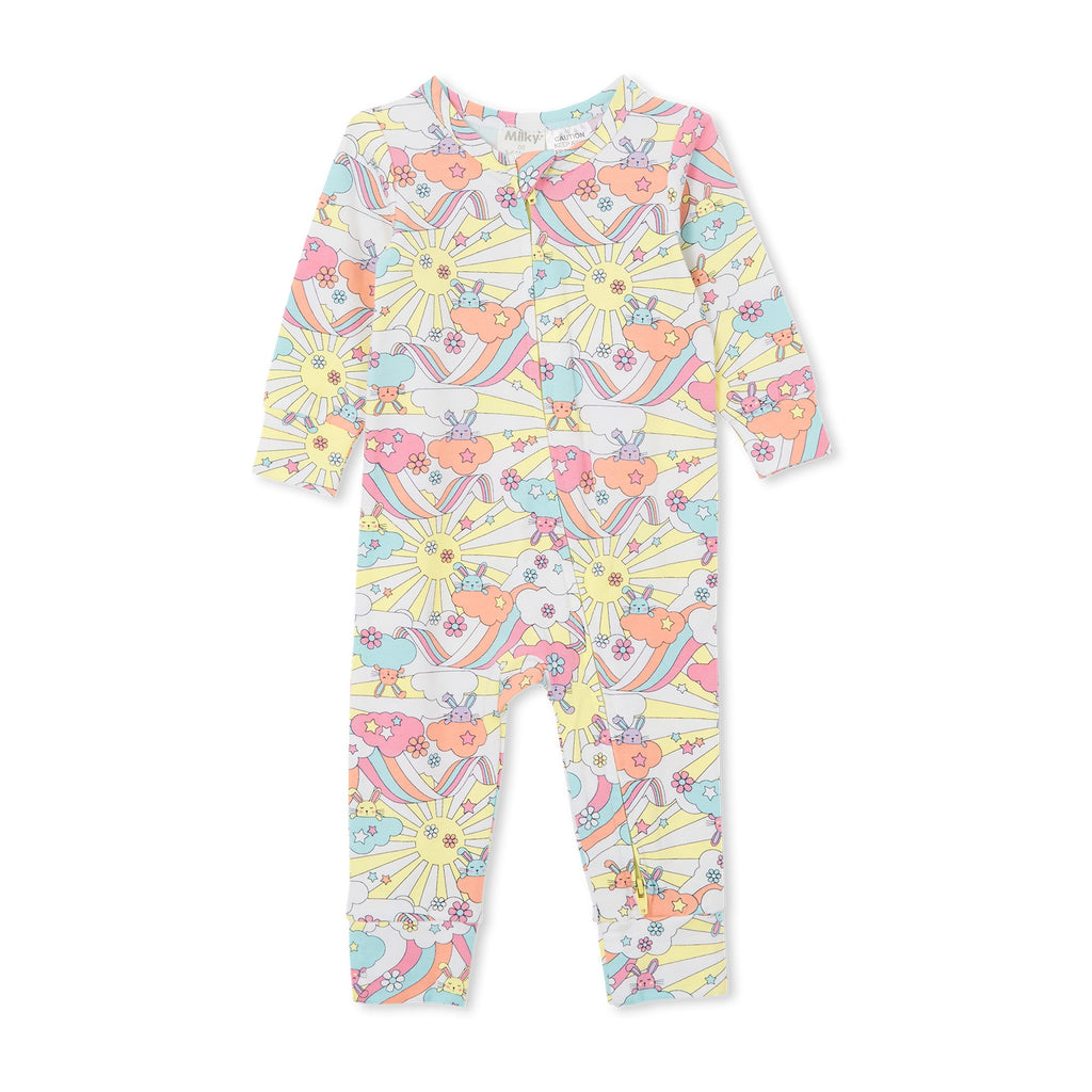 Milky Zip Romper - Rainbow Bunny