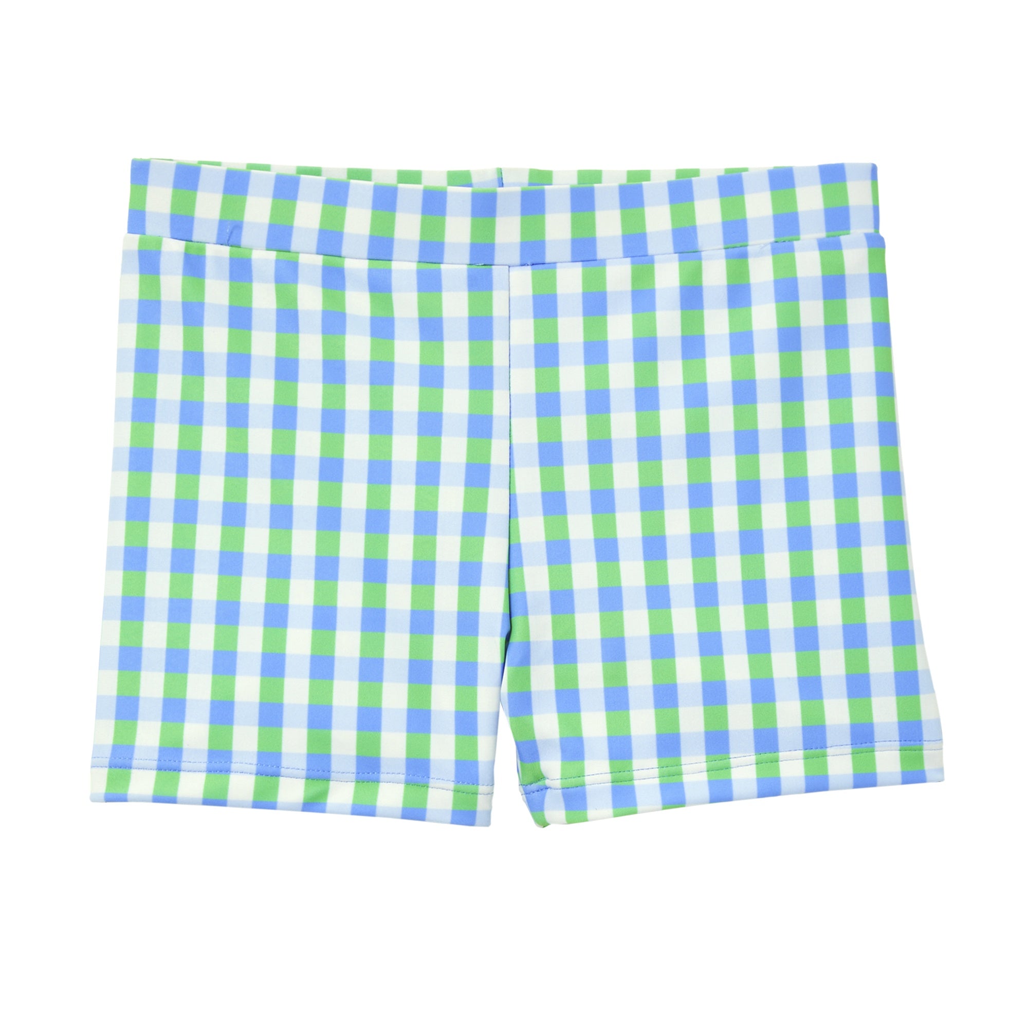 Milky Blue Gingham Swim Short - Ice Blue