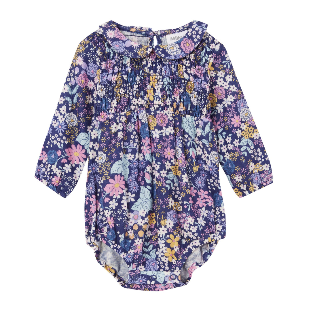 Milky Shirred Playsuit - Winter Bouquet