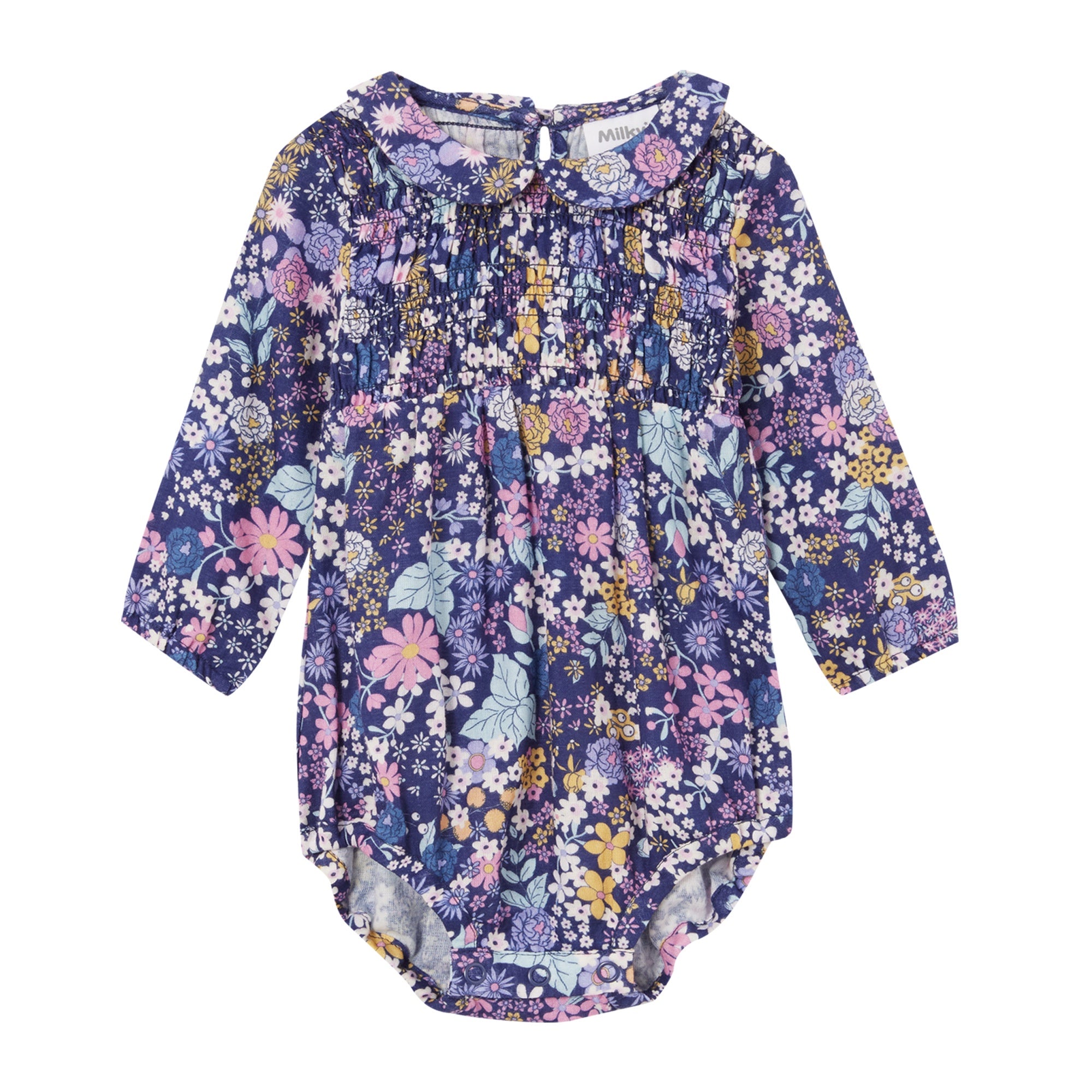 Milky Shirred Playsuit - Winter Bouquet